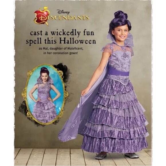 Disney Chasing Fireflies Descendents Mal Dress Girls Size 12 Halloween Costume - Picture 1 of 8